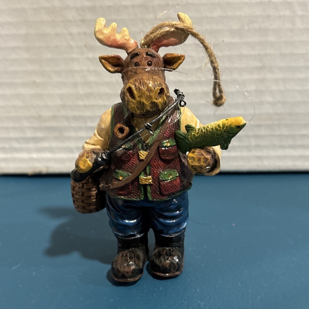 Moose Fishing Ornament, Possibly Boyd's